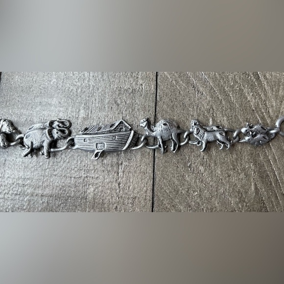 Noah’s Ark Animal Bracelet 8in Elephant Turtle Pewter Toggle - Picture 3 of 6